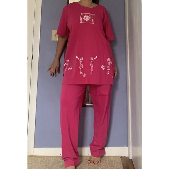Bobbie Brooks Hot Pink Pajamas Set 18/20W Comfy Princess Good Vibes - Picture 1 of 9